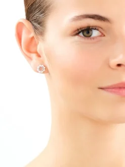 Kolczyki srebrne z cyrkoniami - rozety