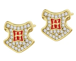 Kolczyki srebrne z cyrkoniami i emalią - Harry Potter, Hogwart, Warner Bros. Discovery