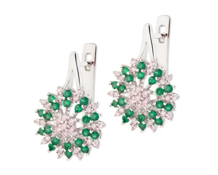 Kolczyki srebrne z cyrkoniami - rozety