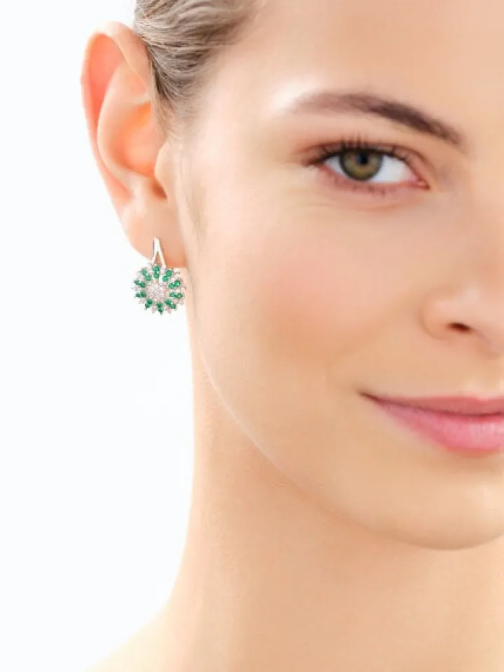 Kolczyki srebrne z cyrkoniami - rozety