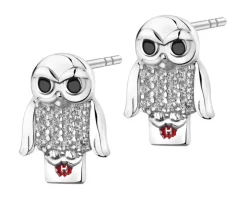 Kolczyki srebrne z cyrkoniami i emalią - Harry Potter, sowa Hedwiga, Warner Bros. Discovery