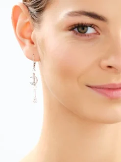 Kolczyki srebrne z cyrkoniami - Księżyce, gwiazdy