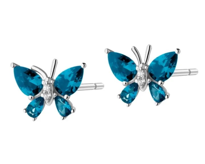 Kolczyki srebrne z cyrkoniami - motyle