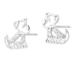 Kolczyki srebrne z cyrkoniami - pieski