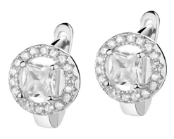 Kolczyki srebrne z cyrkoniami - koła, kwadrat