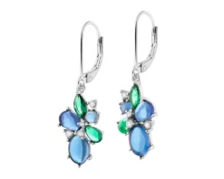 Kolczyki srebrne z cyrkoniami i szlifowanym szkłem