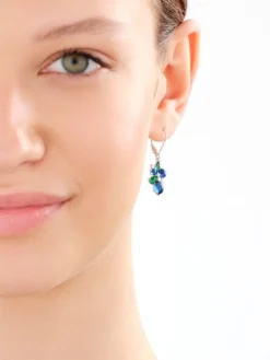 Kolczyki srebrne z cyrkoniami i szlifowanym szkłem