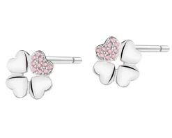 Kolczyki srebrne z cyrkoniami - koniczyny