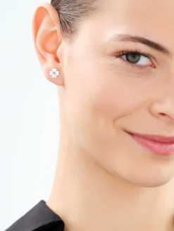 Kolczyki srebrne z cyrkoniami - koniczyny