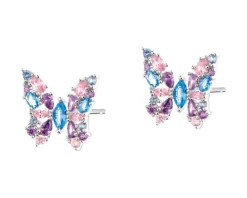 Kolczyki srebrne z cyrkoniami - motyle