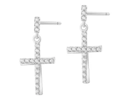 Kolczyki srebrne z cyrkoniami - krzyże