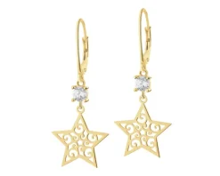 Kolczyki srebrne z cyrkoniami - gwiazda