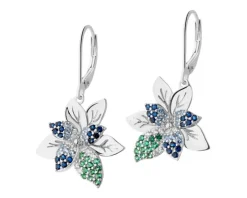 Kolczyki srebrne z cyrkoniami - kwiaty