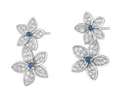 Kolczyki srebrne z cyrkoniami - kwiaty