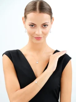 Kolczyki srebrne z cyrkoniami i masą perłową - gwiazdy