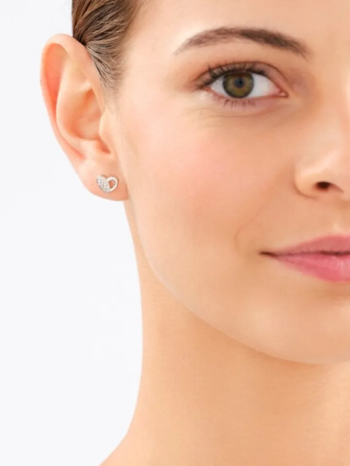 Kolczyki srebrne z cyrkoniami - serca