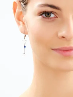 Kolczyki srebrne z cyrkoniami - gwiazdy, Księżyce