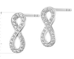 Kolczyki srebrne z cyrkoniami - nieskończoność