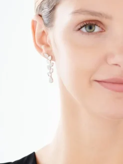 Kolczyki srebrne z cyrkoniami - liście