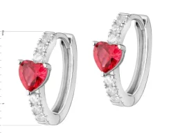 Kolczyki srebrne z cyrkoniami - serca, koła