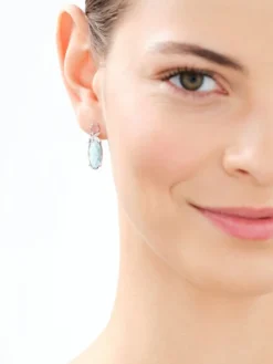 Kolczyki srebrne z cyrkoniami i szlifowanym szkłem