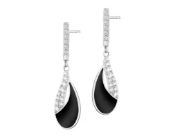 Kolczyki srebrne z cyrkoniami i emalią