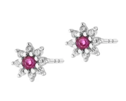 Kolczyki srebrne z cyrkoniami - kwiaty