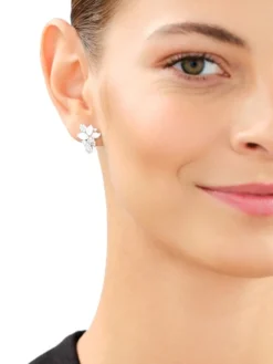 Kolczyki srebrne z cyrkoniami - liście