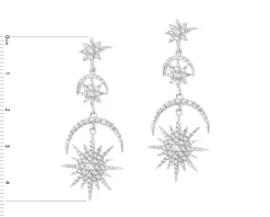 Kolczyki srebrne z cyrkoniami - gwiazdy, Księżyce