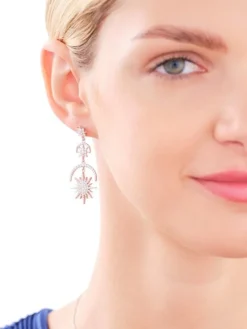 Kolczyki srebrne z cyrkoniami - gwiazdy, Księżyce