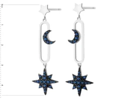 Kolczyki srebrne z cyrkoniami - Księżyce, gwiazdy