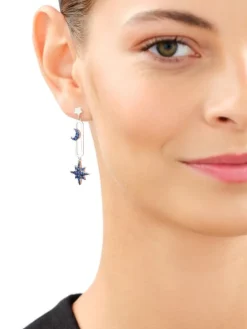 Kolczyki srebrne z cyrkoniami - Księżyce, gwiazdy