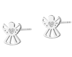 Kolczyki srebrne z cyrkoniami - aniołki