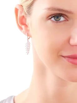 Kolczyki srebrne z cyrkoniami - liście