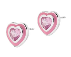 Kolczyki srebrne z cyrkoniami i emalią - serca