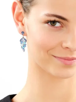 Kolczyki srebrne z cyrkoniami i szlifowanym szkłem