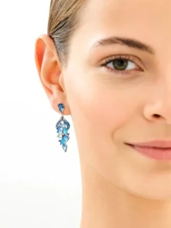 Kolczyki srebrne z cyrkoniami i szlifowanym szkłem