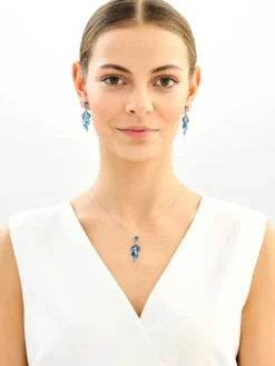 Kolczyki srebrne z cyrkoniami i szlifowanym szkłem