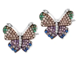 Kolczyki srebrne z cyrkoniami - motyle