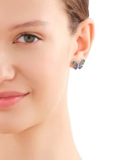 Kolczyki srebrne z cyrkoniami - motyle