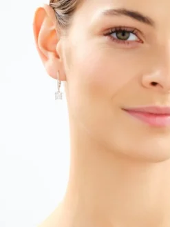 Kolczyki srebrne z cyrkoniami - kwadraty