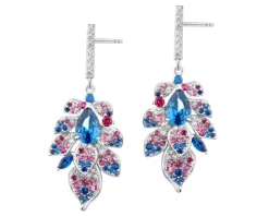 Kolczyki srebrne z cyrkoniami - liście