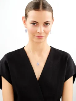 Kolczyki srebrne z cyrkoniami - liście