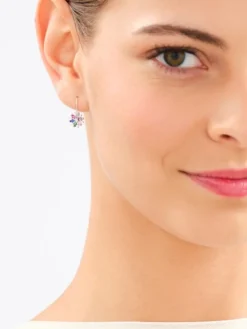 Kolczyki srebrne z cyrkoniami - kwiaty