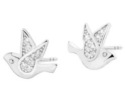 Kolczyki srebrne z cyrkoniami - ptaki