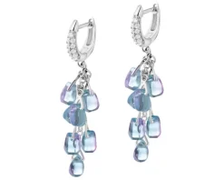 Kolczyki srebrne z cyrkoniami i szlifowanym szkłem