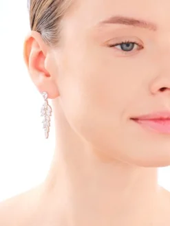 Kolczyki srebrne z cyrkoniami - liście