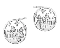 Kolczyki srebrne z cyrkoniami - Harry Potter, zamek Hogwart, Warner Bros. Discovery