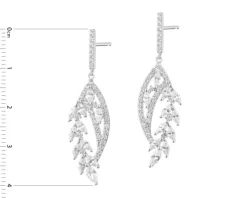 Kolczyki srebrne z cyrkoniami - liście