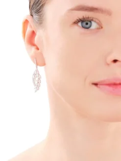 Kolczyki srebrne z cyrkoniami - liście